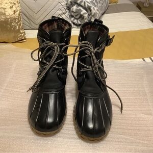 Women's Black Winter Rain Boots